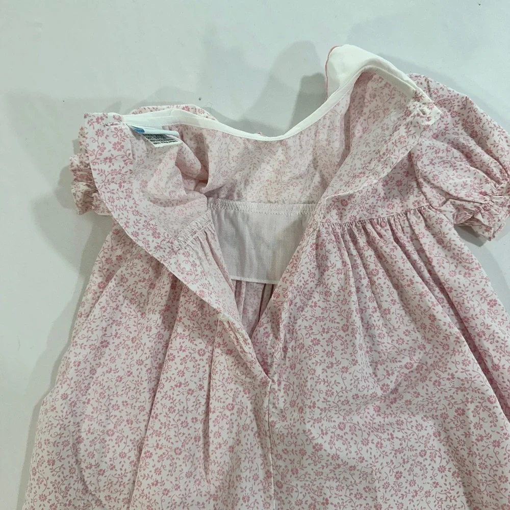 Carter's Baby Girl Romper Floral Smocked Vintage Peter Pan Collar Pink 18M